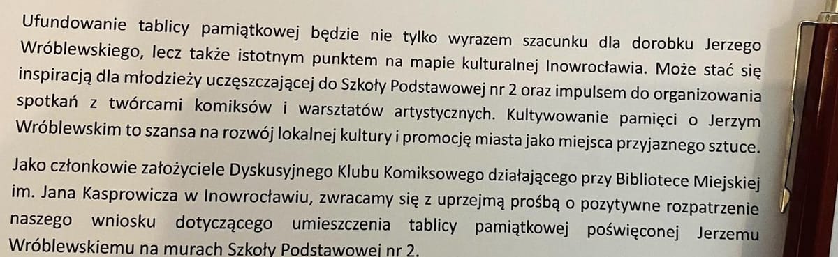 Chcą tablicy pamiątkowej poświęconej Jerzemu Wróblewskiemu
