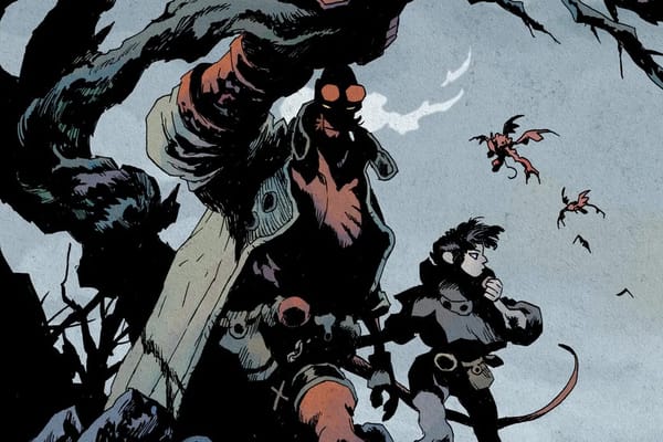 Okładka komiksu „Hellboy in Hell: Nothing but Blood” z Hellboyem w mrocznej, piekielnej scenerii.