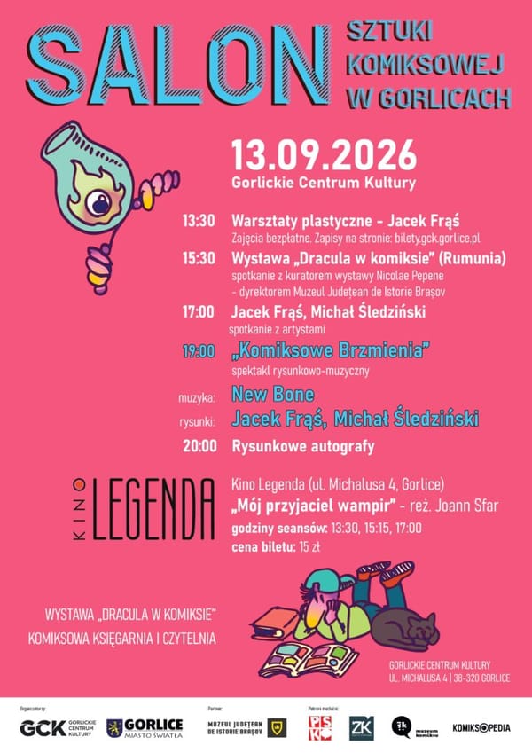 Śledziński i Frąś będą rysować do jazzu. Znamy program Salonu Sztuki Komiksowej w Gorlicach