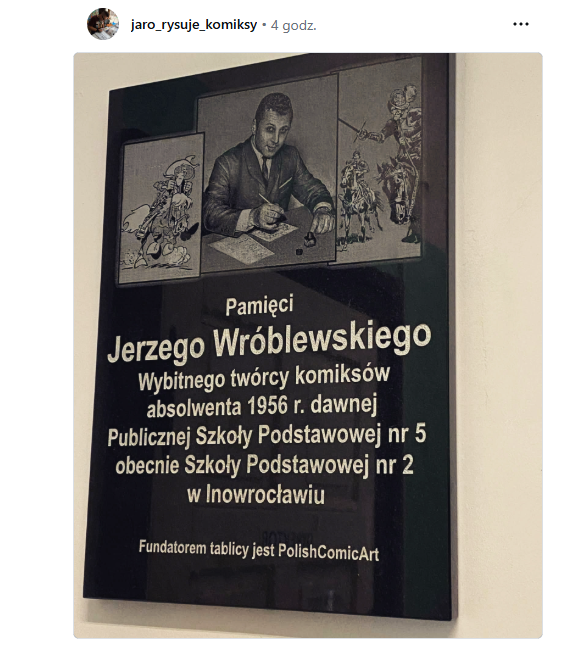 Tablica Jerzego Wróblewskiego już w inowrocławskiej szkole. Wkrótce odsłonięcie