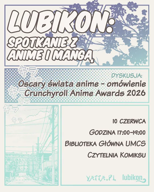 Plakat zapowiadający spotkanie „Lubikon: Spotkanie z Mangą i Anime” w Bibliotece UMCS